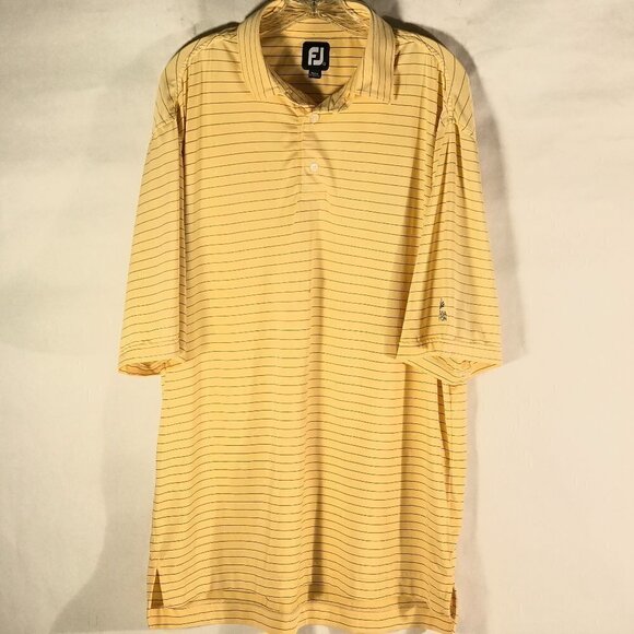 FootJoy Striped Yellow Golf Golfing Polo Button Up Shirt - Picture 4 of 9